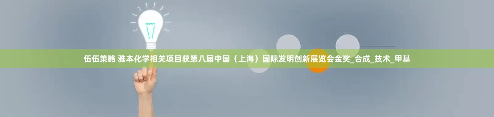 伍伍策略 雅本化学相关项目获第八届中国（上海）国际发明创新展览会金奖_合成_技术_甲基