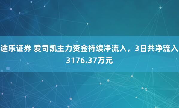途乐证券 爱司凯主力资金持续净流入，3日共净流入3176.37万元